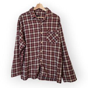 Gap Pajama top mens large red plaid flannel heavyweight 100% cotton button-front